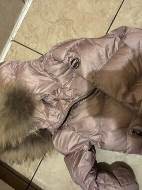 colmar light purple baby coat with fur hood